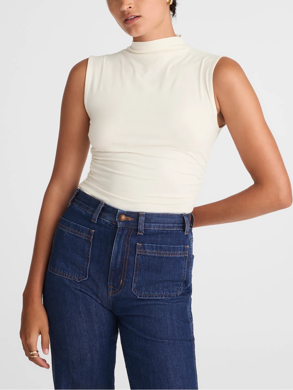 Madewell Ruched Mockneck Tank - Picture 2 of 10